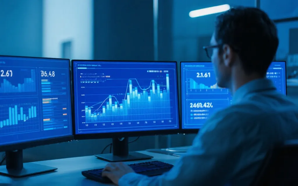 技术人员监控数据同步，屏幕上实时跳动数字